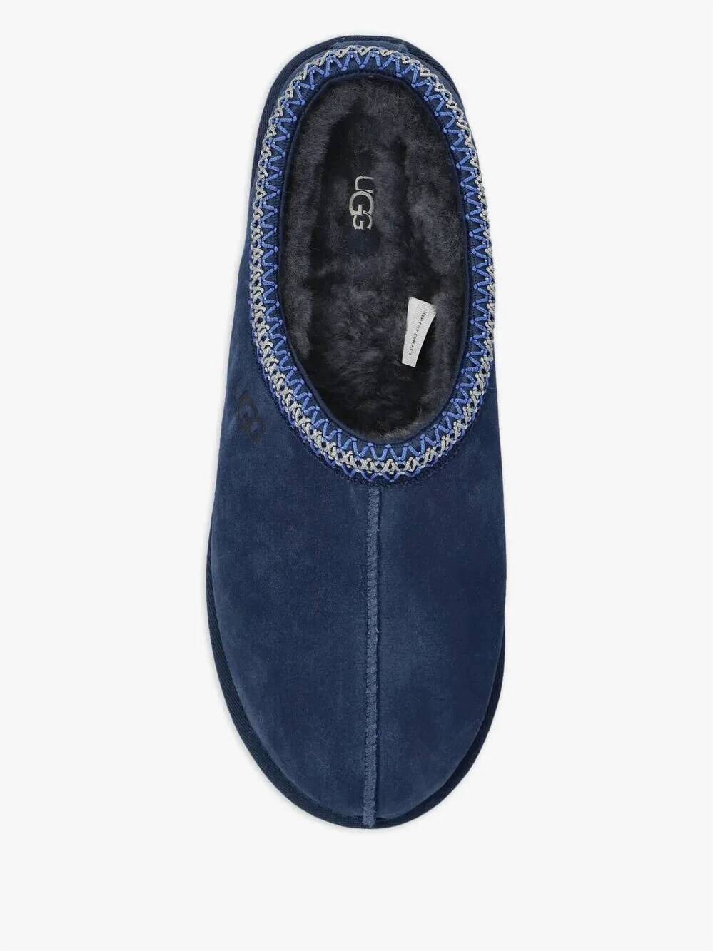 NEW UGG kid's suede stitched slippers in blue - Picture 3 of 4